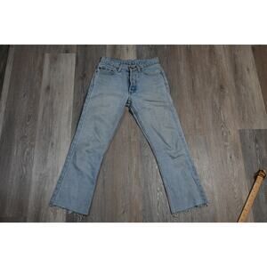 Vintage Polo Jeans Co Ralph Lauren Mens 31x26 Light Wash Denim Raw Hem USA